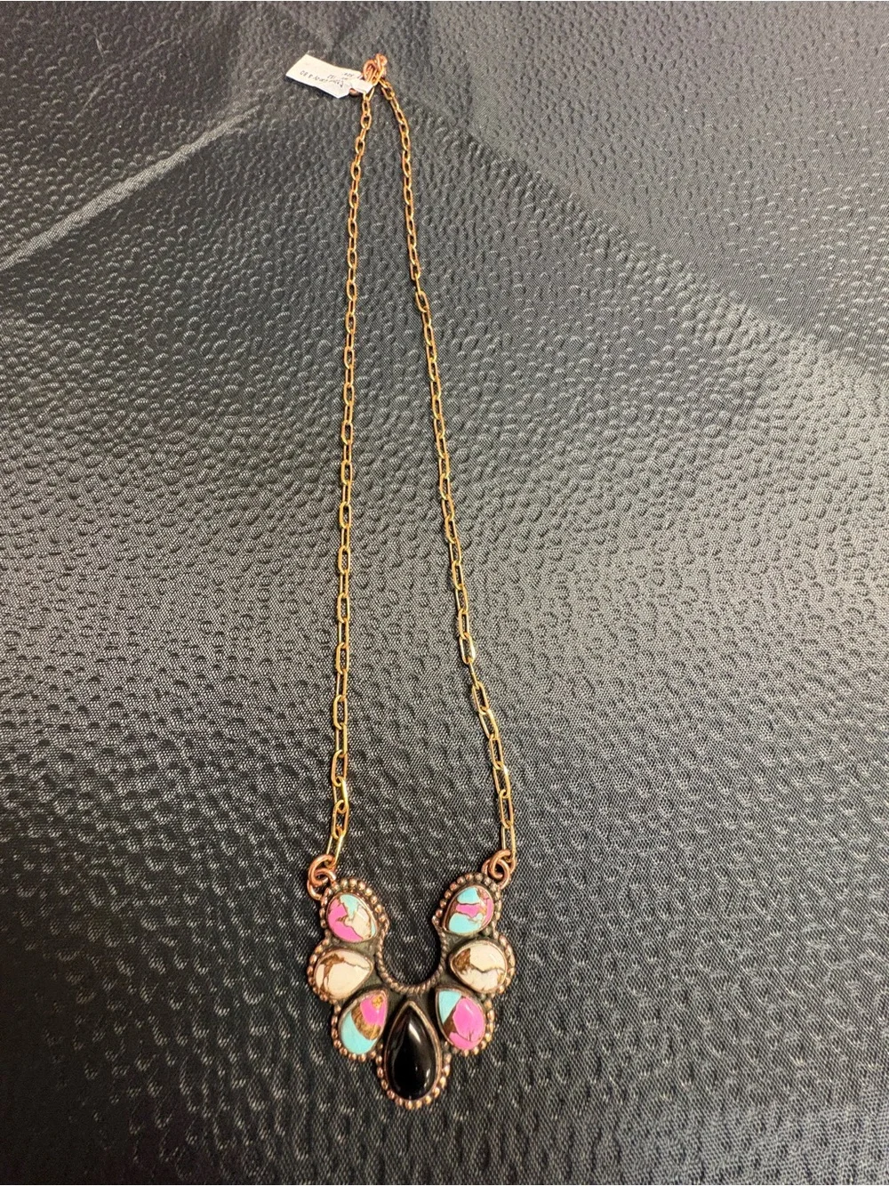 Cotton Candy and Black Onyx Naja statement necklace